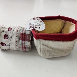 Cestino ricamato + strofinaccio Cabine